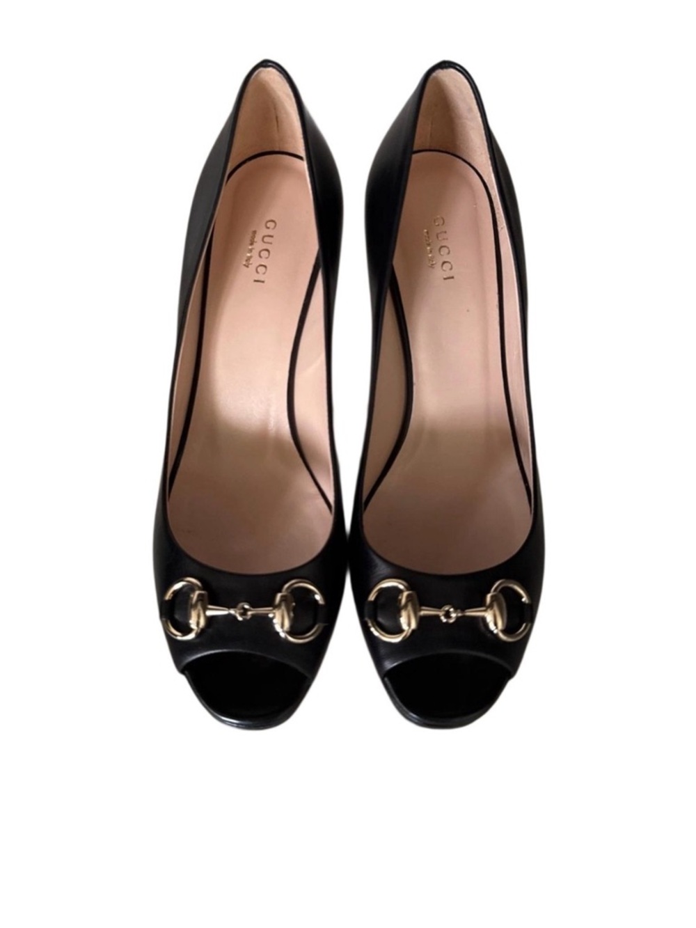 Gucci Black Leather Horsebit Flats with Nude Insolen - Picture 9 of 9